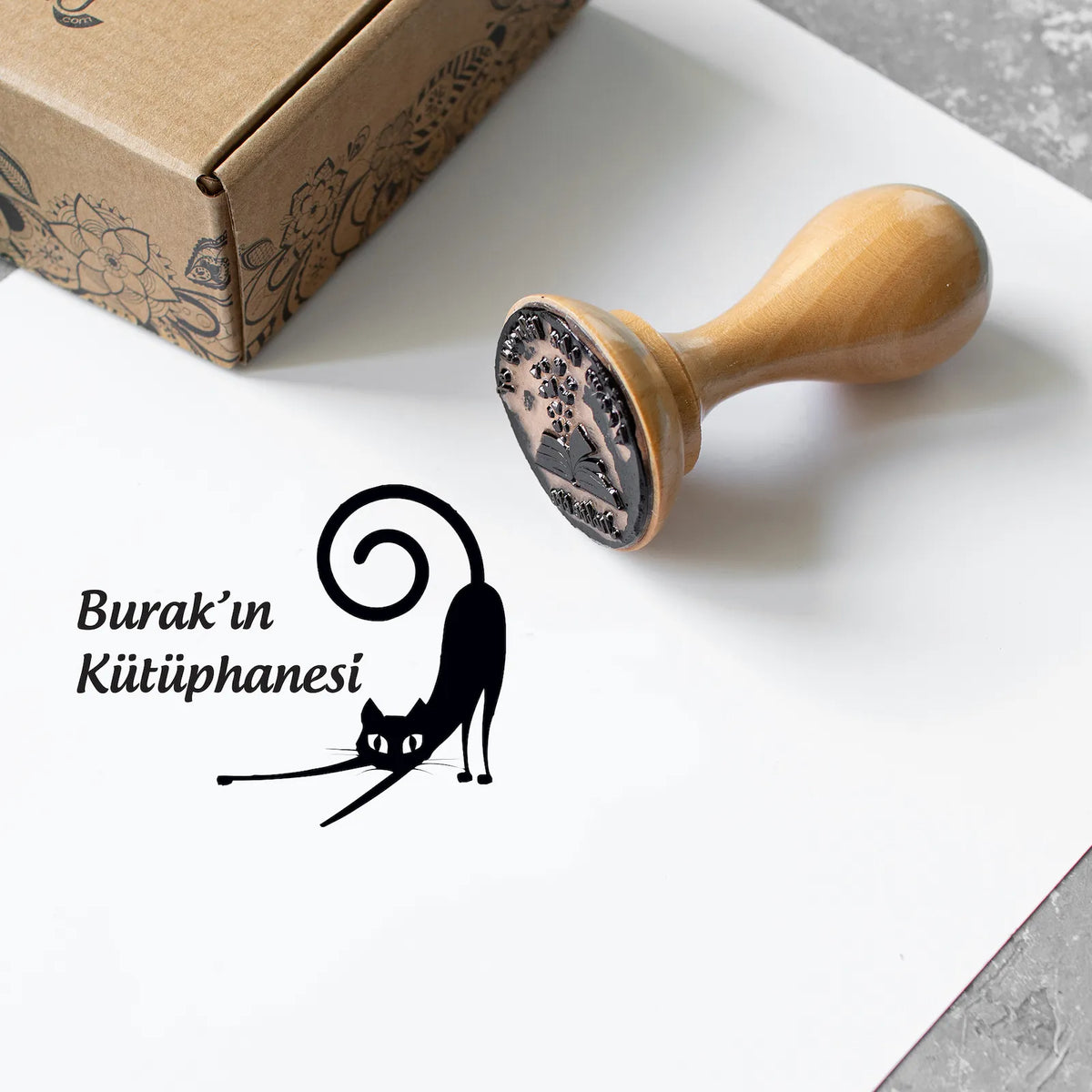 Kara Kedi İsme Özel Kitap Mührü