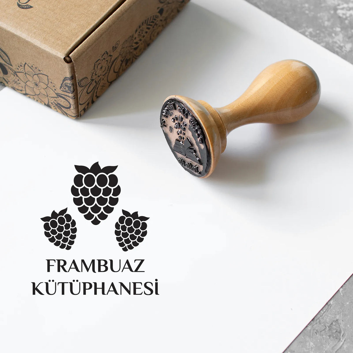 Frambuaz Desenli Kitap Mührü